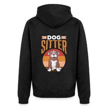 Hundesitter Hund Hundesitting Dog Sitting - Unisex Premium Bio Zip Hoodie - Schwarz - Hinten - Nico (187cm)