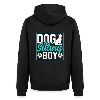 Dog Sitter Boy Dog Sitting Dog Sitting Dog - Unisex Premium Organic Zip Hoodie - black - Back - Nico (187cm)