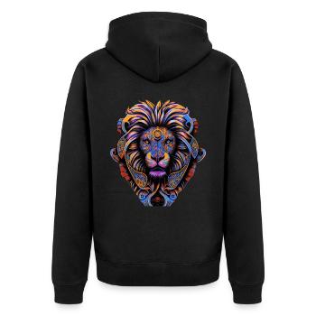 Tête de Lion colorée Pop Art Zodiaque Signe Leo Astrolo - Veste à capuche bio Premium Unisexe - noir - Dos - Nico (187cm)
