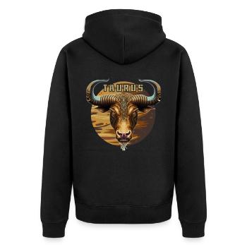 Taurus Astronomy Venus Planet Bull Zodiac Sign - Unisex Premium Bio Zip Hoodie - Schwarz - Hinten - Nico (187cm)