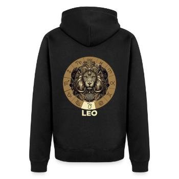 Lion Head Zodiac Leo Astrology Lion Horoscope Star - Unisex Premium Organic Zip Hoodie - black - Back - Nico (187cm)