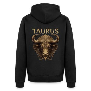 Taureau Signe du zodiaque rétro Taureau Astrologie Horoscope - Veste à capuche bio Premium Unisexe - noir - Dos - Nico (187cm)