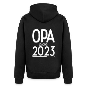 Opa Loading 2023 Babyankündigung Geburt Familienop - Unisex Premium Bio Zip Hoodie - Schwarz - Hinten - Nico (187cm)