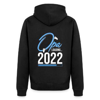Opa Loading 2022 Babyankündigung Geburt Babygesche - Unisex Premium Bio Zip Hoodie - Schwarz - Hinten - Nico (187cm)