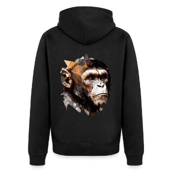 Geometric Monkey Head Abstract Polygonal Wild Anim - Unisex Premium Organic Zip Hoodie - black - Back - Nico (187cm)