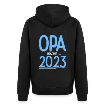 Opa Loading 2023 Babyankündigung Geburt Schwangers - Unisex Premium Bio Zip Hoodie - Schwarz - Hinten - Nico (187cm)