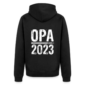 Opa Loading 2023 Babyankündigung Geburt Schwangers - Unisex Premium Bio Zip Hoodie - Schwarz - Hinten - Nico (187cm)