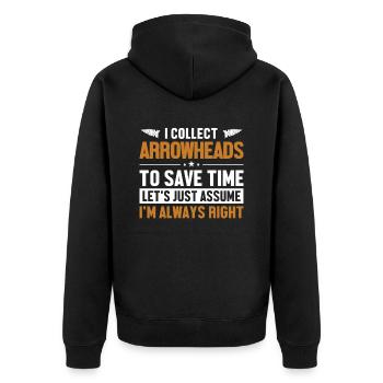 Arrowheads Let's Assume I'm Right Hunting Tips - Unisex Premium Organic Zip Hoodie - black - Back - Nico (187cm)