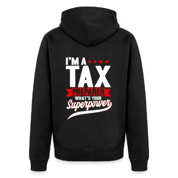 Steuersaison Cpa Buchhalter Geschenk Steuertag - Unisex Premium Bio Zip Hoodie - Schwarz - Hinten - Nico (187cm)