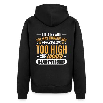 Papa Scherz Shirt Vatertag - Unisex Premium Bio Zip Hoodie - Schwarz - Hinten - Nico (187cm)
