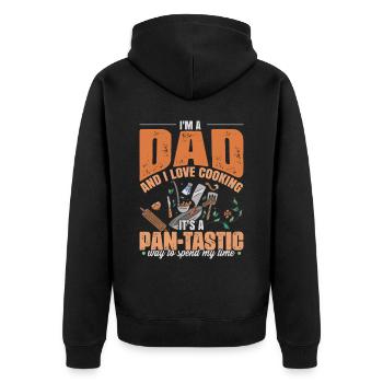 Lustiger Vatertag Papa kocht Papa Witze - Unisex Premium Bio Zip Hoodie - Schwarz - Hinten - Nico (187cm)