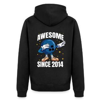 Awesome Since 2014 - 9th Bowling Birthday - Unisex Premium Organic Zip Hoodie - black - Back - Nico (187cm)