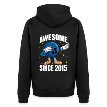 Awesome Since 2015 - 8th Bowling Birthday - Unisex Premium Organic Zip Hoodie - black - Back - Nico (187cm)