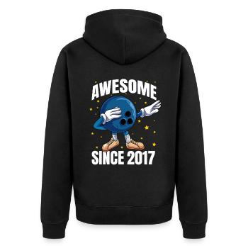 Awesome Since 2017 - 6th Bowling Birthday - Unisex Premium Organic Zip Hoodie - black - Back - Nico (187cm)