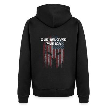 Our Beloved Murica Patriotic American Patriotism - Unisex Premium Organic Zip Hoodie - black - Back - Nico (187cm)