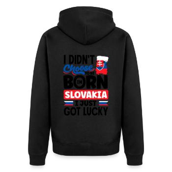 Slowakische Slowakei Slowakische Flagge Zitat - Unisex Premium Bio Zip Hoodie - Schwarz - Hinten - Nico (187cm)