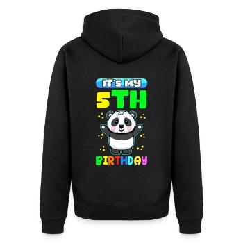 5. Geburtstag 5 Jahre alt Geschenkidee Geschenk - Unisex Premium Bio Zip Hoodie - Schwarz - Hinten - Nico (187cm)