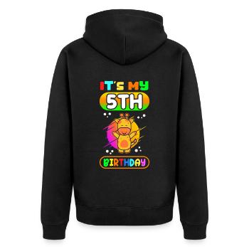 5. Geburtstag 5 Jahre alt | Geschenkidee Geschenk - Unisex Premium Bio Zip Hoodie - Schwarz - Hinten - Nico (187cm)