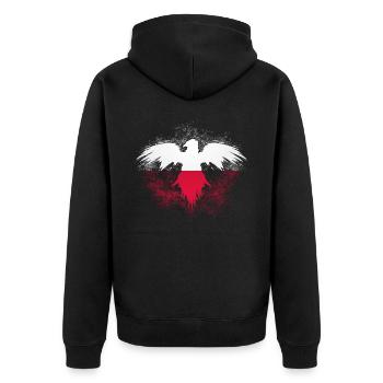 Polish flag Eagle Pole Poland - Unisex Premium Organic Zip Hoodie - black - Back - Nico (187cm)