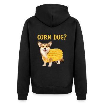 Corn Dog Corgi Hund Corn Dog - Unisex Premium Bio Zip Hoodie - Schwarz - Hinten - Nico (187cm)