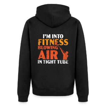 Je fais souffler de l’air de fitness dans un tube étroit - Veste à capuche bio Premium Unisexe - noir - Dos - Nico (187cm)
