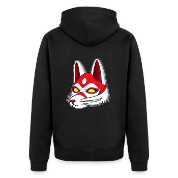 Kitsun Vaporwave Japonais Kami Vaporwave Kitsune - Veste à capuche bio Premium Unisexe - noir - Dos - Nico (187cm)