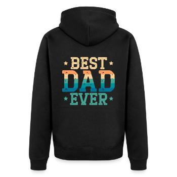 Fathers Day Papa Best Dad Ever Fatherhood Daddy - Unisex Premium Organic Zip Hoodie - black - Back - Nico (187cm)