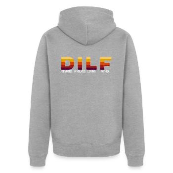 Fathers Day Dad Devoted Involved Loving Father - Unisex Premium Organic Zip Hoodie - heather grey - Back - Nico (187cm)