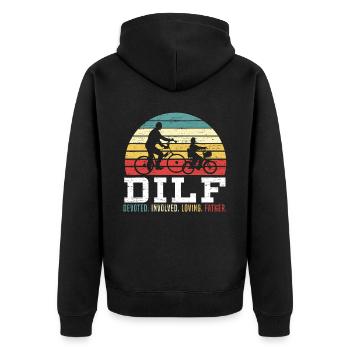 Fathers Day Dad Devoted Involved Loving Father - Unisex Premium Organic Zip Hoodie - black - Back - Nico (187cm)