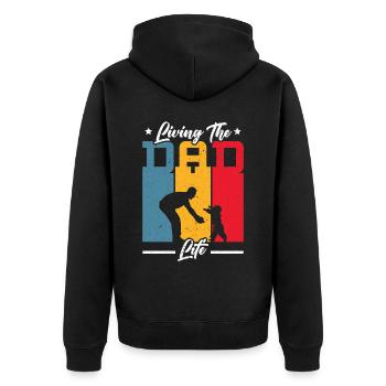 Fathers Day Papa Best Dad Ever Fatherhood Daddy - Unisex Premium Organic Zip Hoodie - black - Back - Nico (187cm)