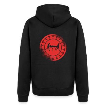 Rettungssanitäter Rettungswagen Notfall-Sani - Unisex Premium Bio Zip Hoodie - Schwarz - Hinten - Nico (187cm)