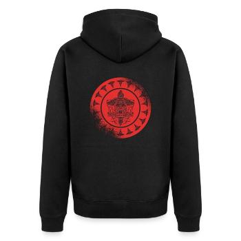 Rettungssanitäter Rettungswagen Notfall-Sani Retro - Unisex Premium Bio Zip Hoodie - Schwarz - Hinten - Nico (187cm)