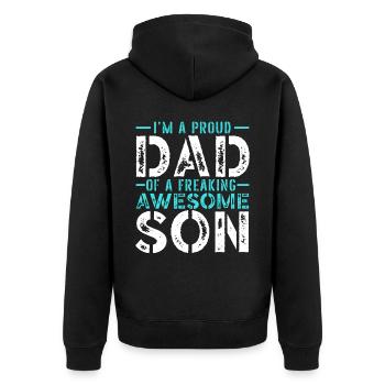 Vatertag Papa Bester Vater aller Zeiten Vaterschaft Papa - Unisex Premium Bio Zip Hoodie - Schwarz - Hinten - Nico (187cm)