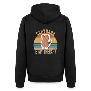 Wasserschwein Capybara Fan Club Cappybara Fans - Unisex Premium Organic Zip Hoodie - black - Back - Nico (187cm)