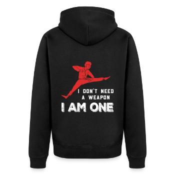 Karate Kung Kampfsport Kickboxen Judo Fu Geschenk - Unisex Premium Bio Zip Hoodie - Schwarz - Hinten - Nico (187cm)