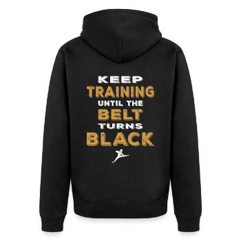 Kultiges Vintage Karate Motiv Karate Training - Unisex Premium Bio Zip Hoodie - Schwarz - Hinten - Nico (187cm)