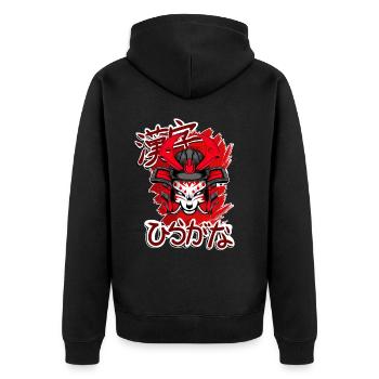Kitsun Vaporwave Japanese Kami Vaporwave Kitsune - Unisex Premium Organic Zip Hoodie - black - Back - Nico (187cm)