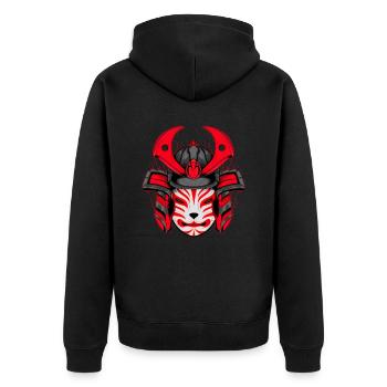 Kitsun Vaporwave Japanese Kami Vaporwave Kitsune - Unisex Premium Organic Zip Hoodie - black - Back - Nico (187cm)