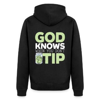 Kellner Kellnerin Barkeeper Barkeeper Barkeeper Barkeeper - Unisex Premium Bio Zip Hoodie - Schwarz - Hinten - Nico (187cm)