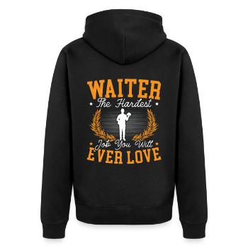 Kellner Kellnerin Barkeeper Barkeeper Barkeeper Barkeeper - Unisex Premium Bio Zip Hoodie - Schwarz - Hinten - Nico (187cm)