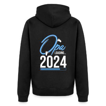 Opa Loading 2024 Babyankündigung Geburt Familienop - Unisex Premium Bio Zip Hoodie - Schwarz - Hinten - Nico (187cm)