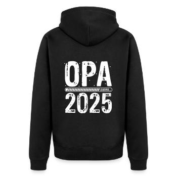 Opa Loading 2025 Babyankündigung Geburt Schwangers - Unisex Premium Bio Zip Hoodie - Schwarz - Hinten - Nico (187cm)