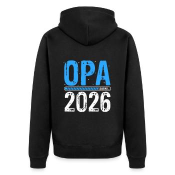 Opa Loading 2026 Babyankündigung Geburt Babygesche - Unisex Premium Bio Zip Hoodie - Schwarz - Hinten - Nico (187cm)