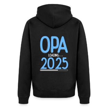 Opa Loading 2025 Babyankündigung Geburt Schwangers - Unisex Premium Bio Zip Hoodie - Schwarz - Hinten - Nico (187cm)