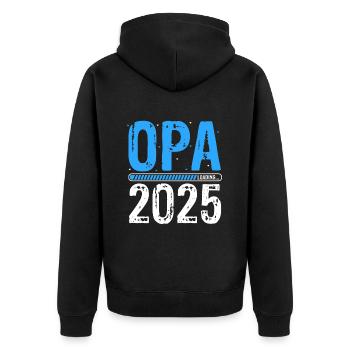 Opa Loading 2025 Babyankündigung Geburt Babygesche - Unisex Premium Bio Zip Hoodie - Schwarz - Hinten - Nico (187cm)