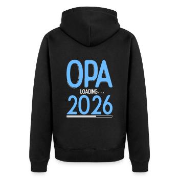 Opa Loading 2026 Babyankündigung Geburt Schwangers - Unisex Premium Bio Zip Hoodie - Schwarz - Hinten - Nico (187cm)