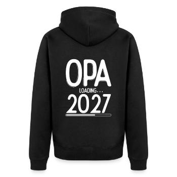 Opa Loading 2027 Babyankündigung Geburt Familienop - Unisex Premium Bio Zip Hoodie - Schwarz - Hinten - Nico (187cm)