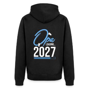 Opa Loading 2027 Babyankündigung Geburt Familienop - Unisex Premium Bio Zip Hoodie - Schwarz - Hinten - Nico (187cm)