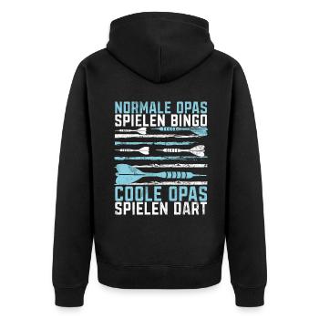Retro Dartscheibe Dartboard 180 für Dartspieler - Unisex Premium Bio Zip Hoodie - Schwarz - Hinten - Nico (187cm)