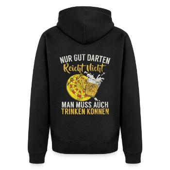 Retro Dartscheibe Dartboard 180 für Dartspieler - Unisex Premium Bio Zip Hoodie - Schwarz - Hinten - Nico (187cm)
